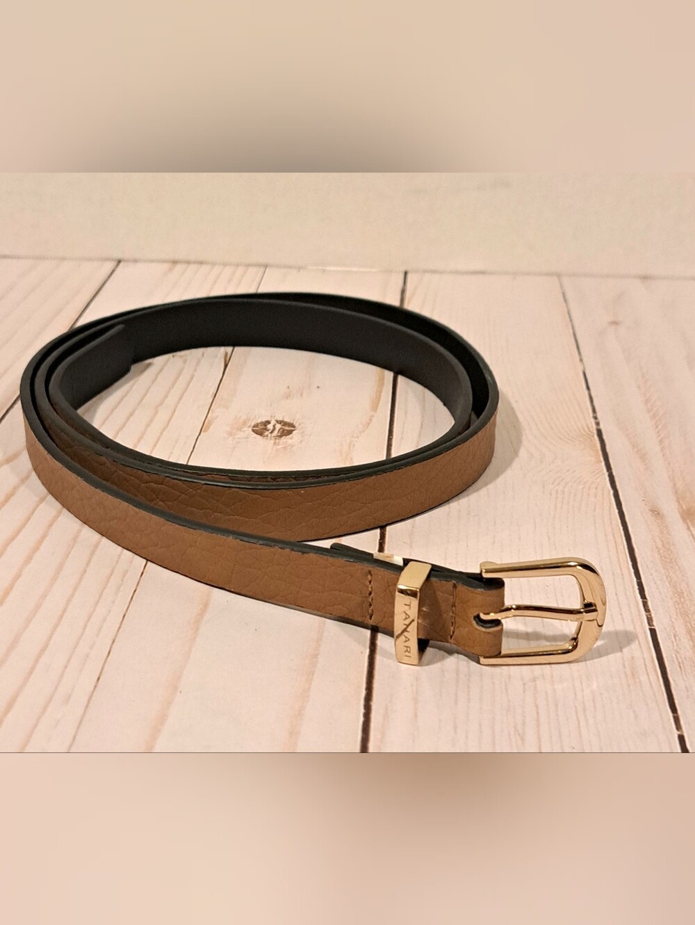 Tahari Camel Brown Slim Belt